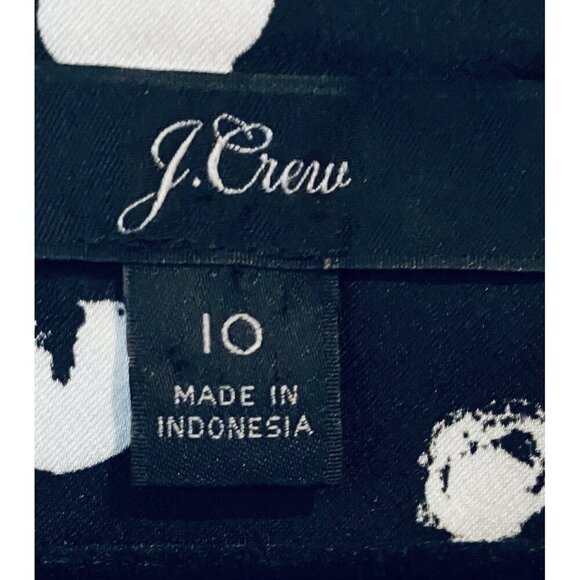 J Crew Top Womens 10 Black Painted Dot Peplum Satin Crepe 3/4 Sleeve Romantic - Picture 5 of 7